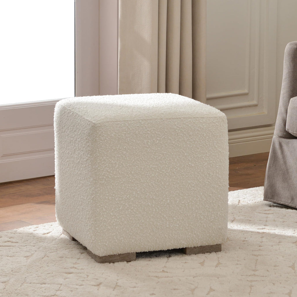 18.5" Wide Modern Square Boucle Ottoman