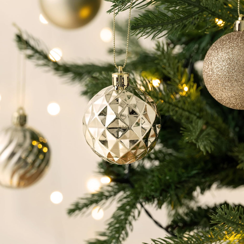 Christmas Tree Decorations Ornament Set Decor, 24ct 2.36 Inches Champagne Shatterproof Christmas Ball Ornaments