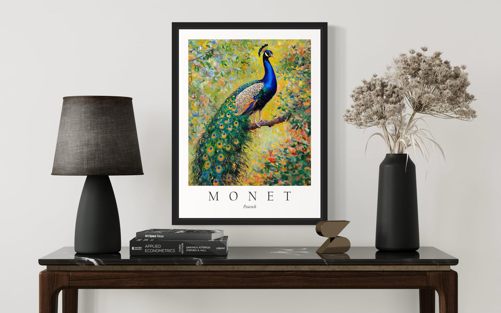 Peacock Inspired Claude Monet Bird Poster Art Print - Monet Wall Art Exhibition Collections Artwork Aesthetic