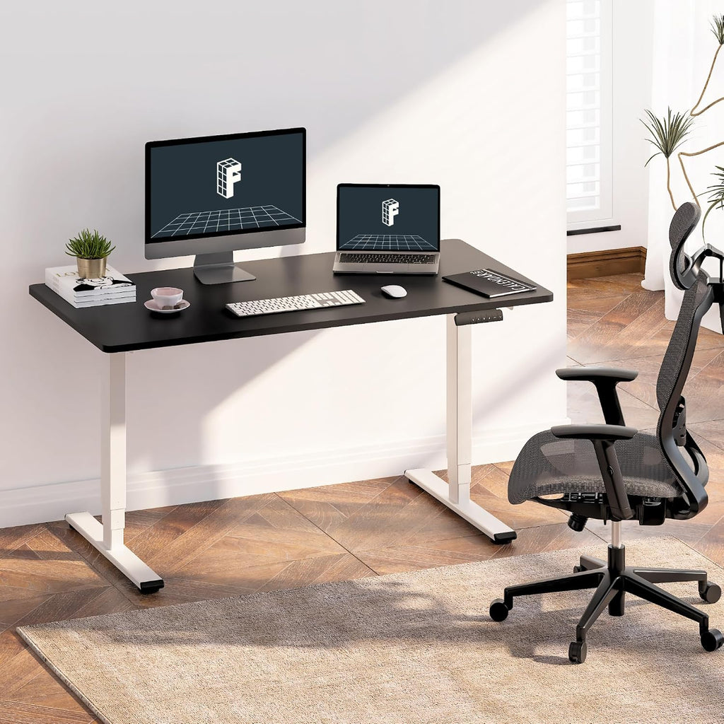 E6 3-Stage Dual Motor Electric Standing Desk 55 x 28 Sit Stand Up Desk, Holds 220 lbs, Adjustable Height w/Memory