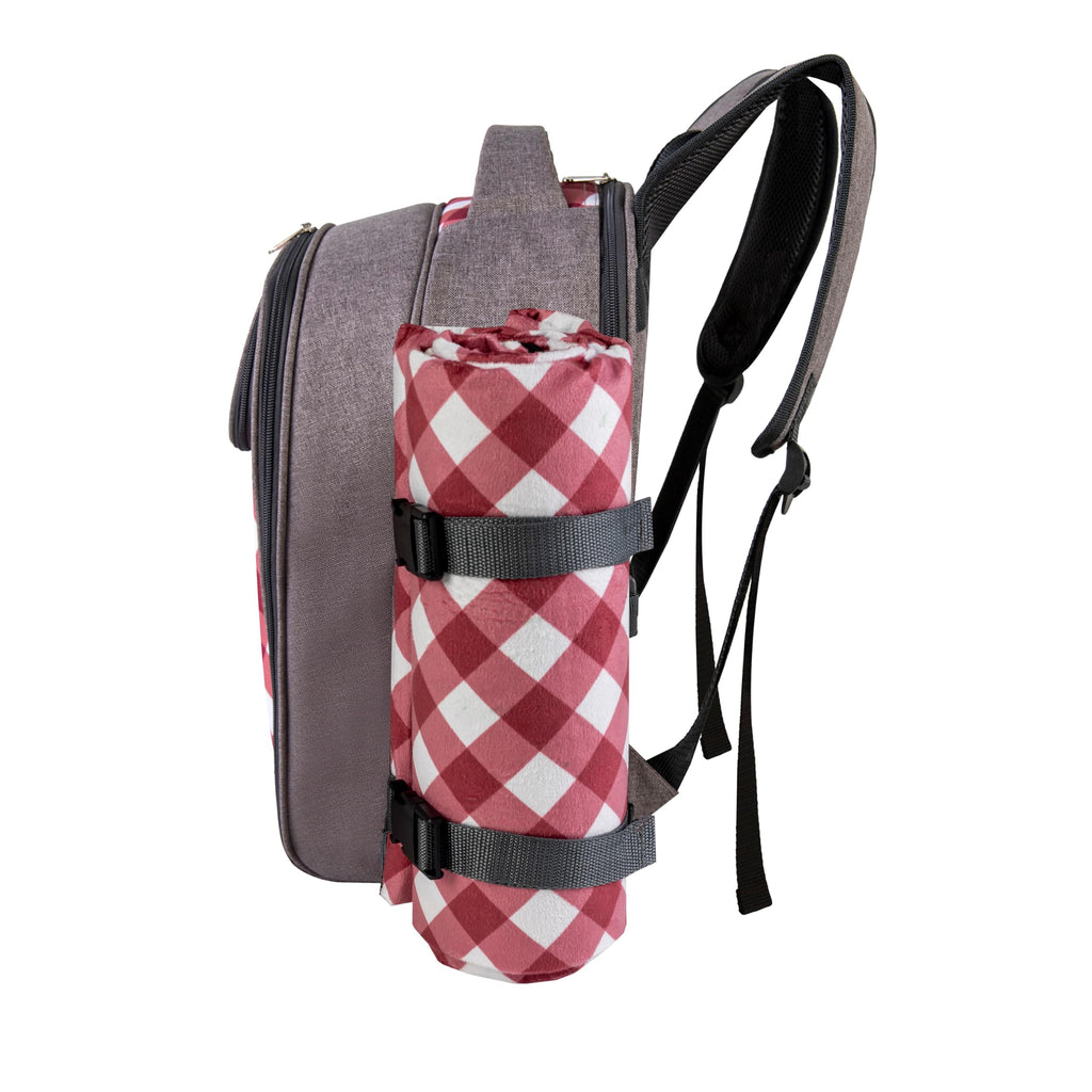 Backpack, 2-Person, Blanket & Wine, Family & Lovers Gift, Red Plaid