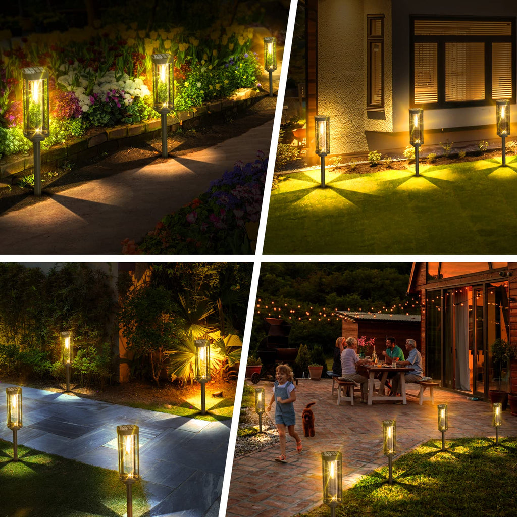 Solar Pathway Lights Outdoor Waterproof Warm White, 6 Pack