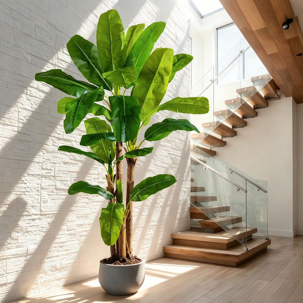 Large Fake Tropical Bananas Trees Tall Artificial Banana Tree Indoor Outdoor Realistic Floor Plant Big Faux Plants