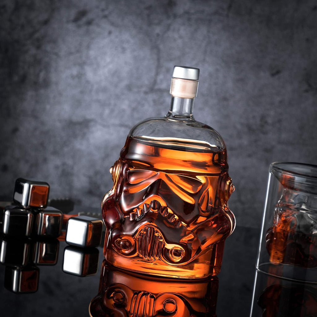Whiskey Decanter Set Transparent Creative with 2 Glasses,Gifts for Men,Whiskey Flask Carafe Decanter with 4 Whiskey