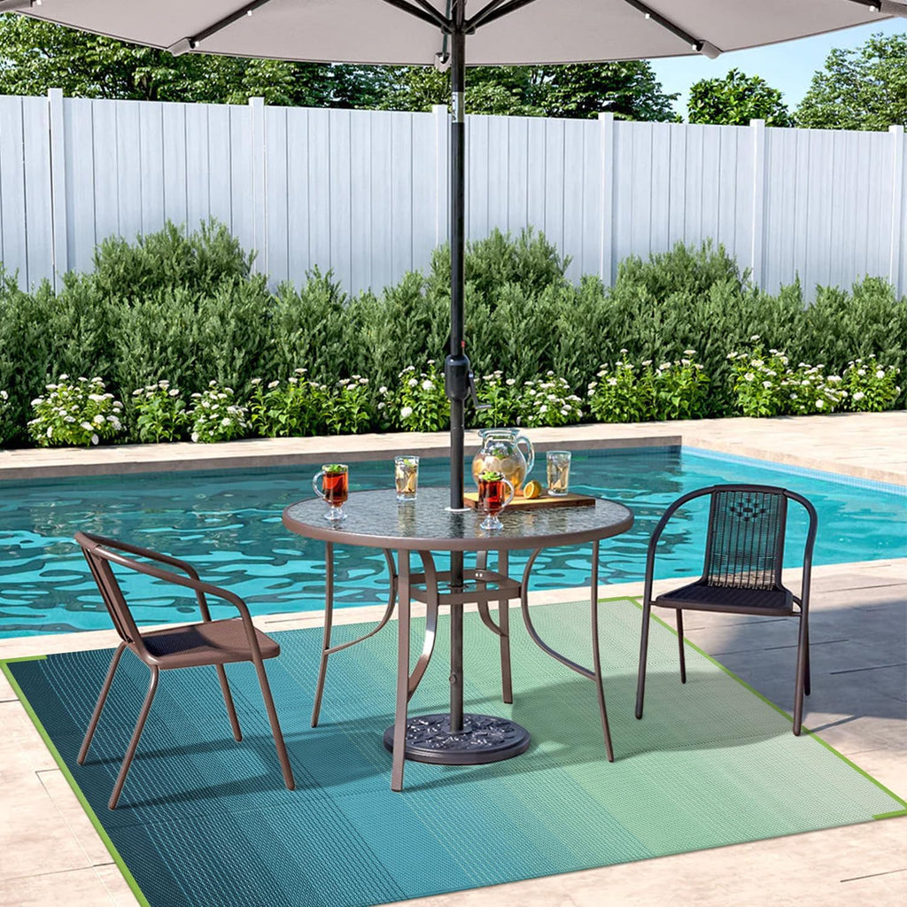 Ombre Outdoor Rug Waterproof, Plastic Straw Outside Rug, Camping Rugs for Outside RV, Large Outdoor Area Rug