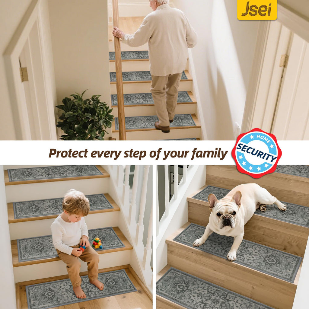 Stair Treads, 15 Pack 8" X 30", Olive/Grey