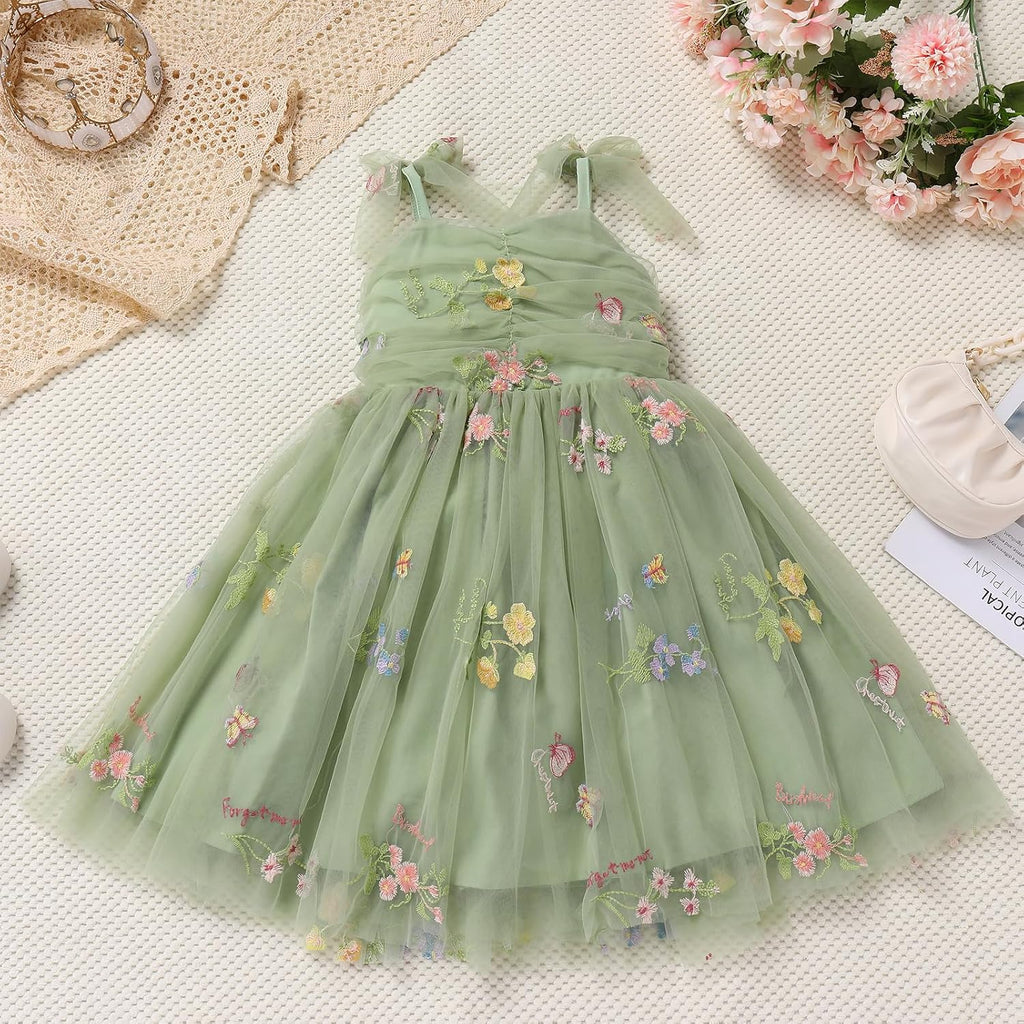 Baby Girls Birthday Party Dress Toddler Kids Bowknot Spaghetti Straps Tulle Tutu Princess Dress Pageant Holiday