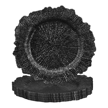10pcs Reef Charger Plates Bulk, 13 Inch Plastic Floral Charger Plates, Round Plate Chargers for Dinner Wedding Party