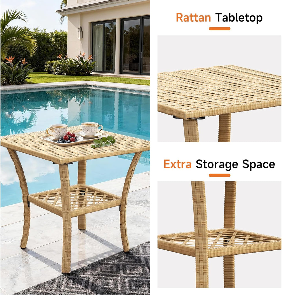 Outdoor Rocking Chair Set, 3-Piece Wicker Patio Furniture | Elegant Wicker Style | Comfortable Cushions | Stable