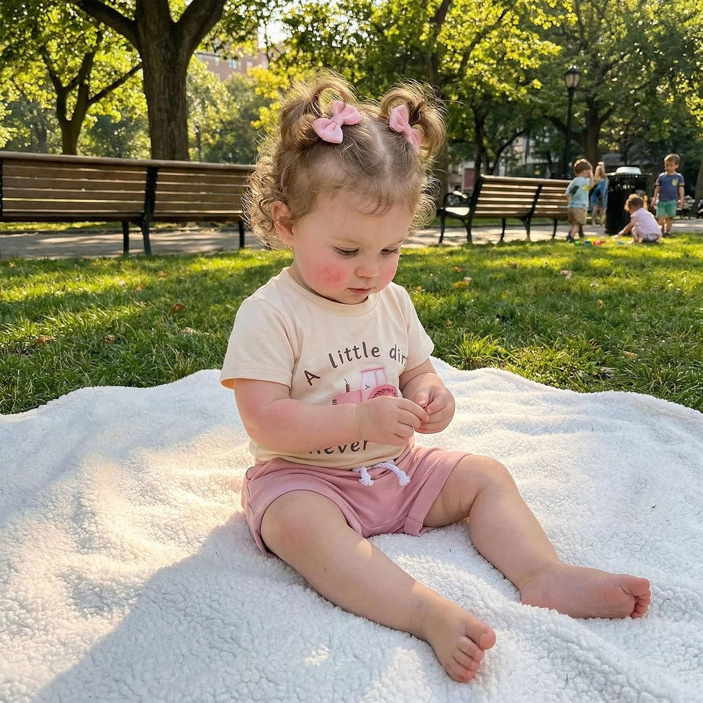 Toddler Baby Girl Summer Clothes Letter Graphic Print Short Sleeve T-Shirt Tops and Shorts 6 12 18 24M 2 Set