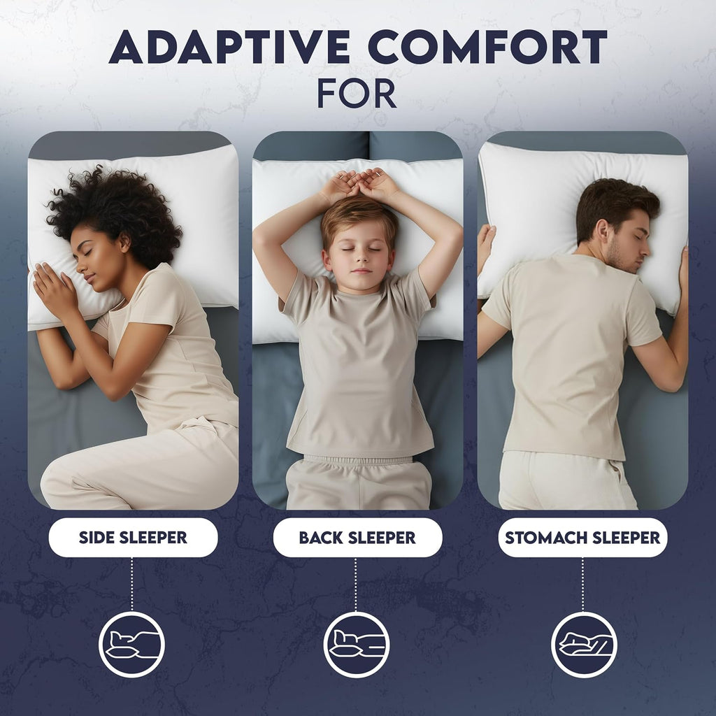 Bed Pillows for Sleeping Standard Size (White), Set of 2, Soft & Fluffy Pillow with Down Alternative Filling