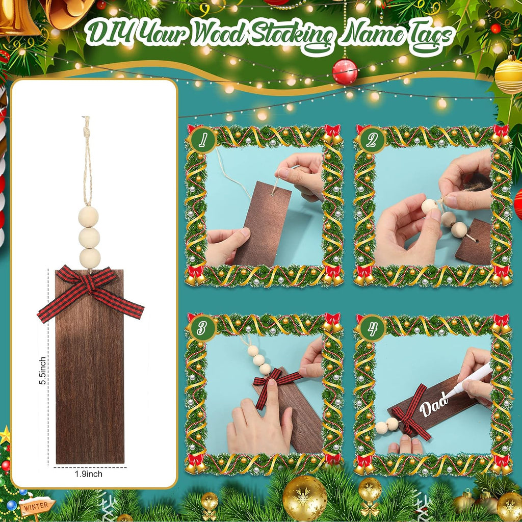 Sets 18 Inch Christmas Stockings Metal Hooks Name Tags,Black - Set of 2