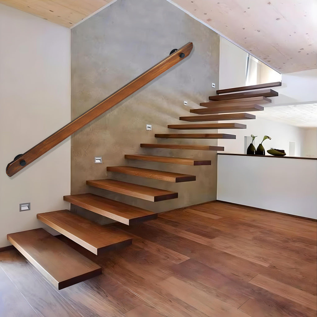 Wood Handrails, Indoor Non-Slip Staircase Handrail, Retro Rustic Wall Mount Railings Handrails, Home Loft Corridor
