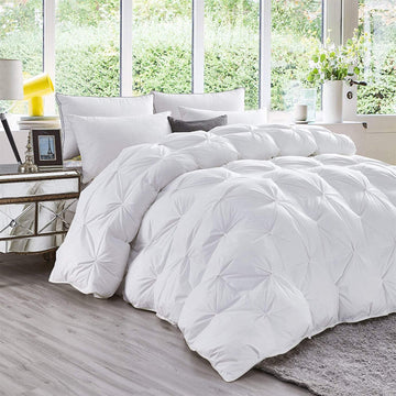 White All Season Down Alternative Pintuck Comforter- Eastern King Size 118 x 110 Inches 1 pc Pinch Pleated Comforter