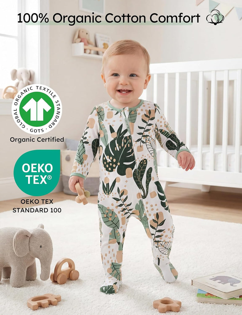 Baby Pajamas 100% Organic Cotton Sleepers Boy Girl Clothes