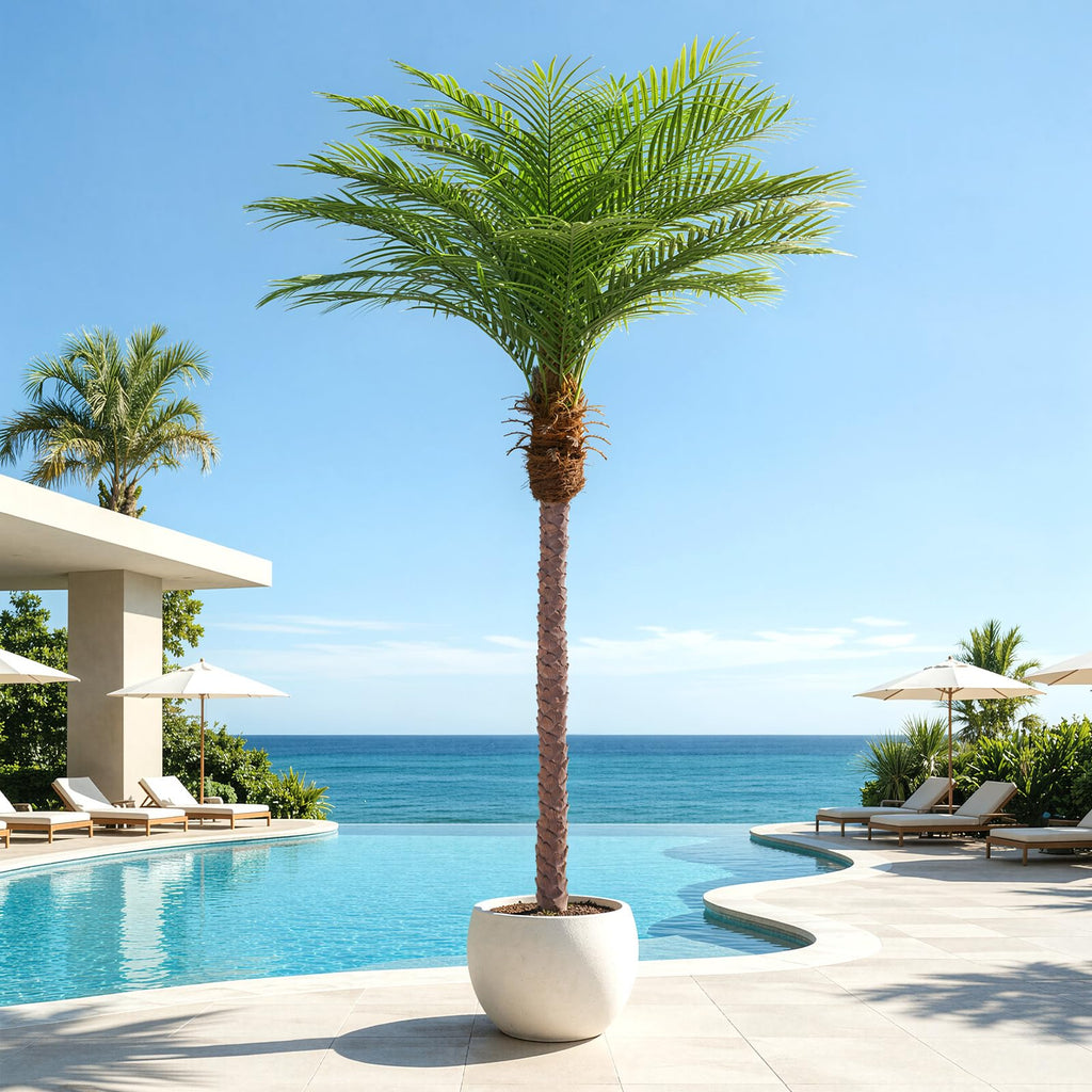 10ft Artificial Phoenix Palm Tree Tall Artificial Palm Trees with 27 Adjustable Leaves, Faux Phoenix Palm Plants for