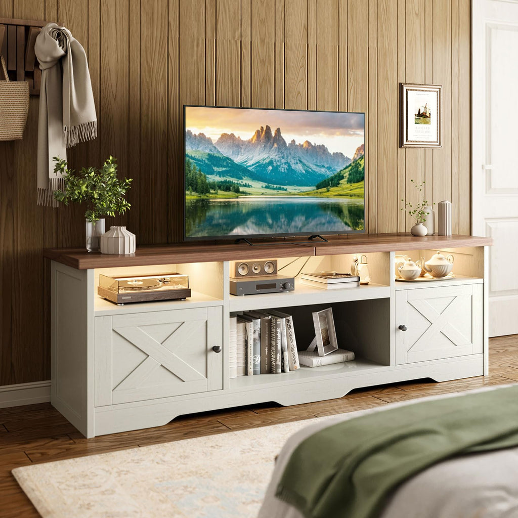 TV Stand for 75+ Inch TV, Entertainment Center, White