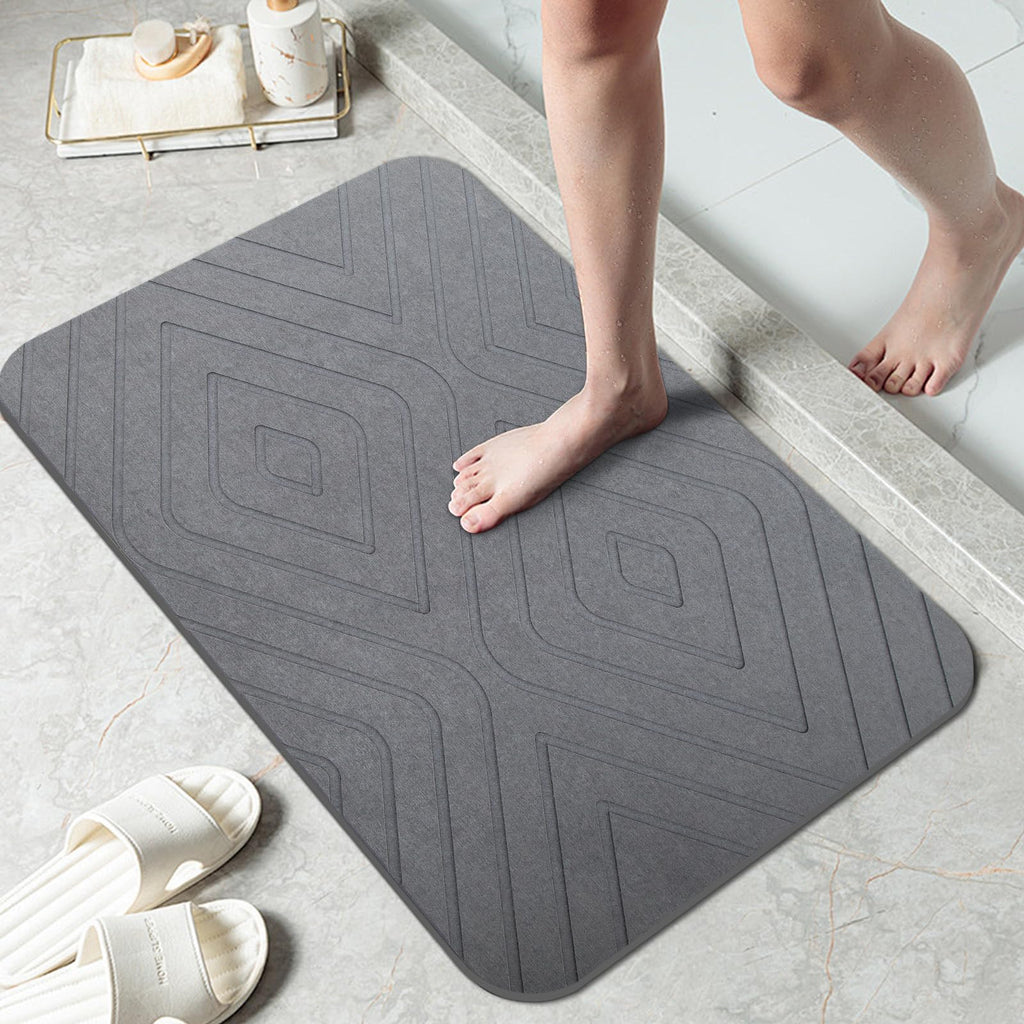 2 Pack Stone Bath Mat, Diatomaceous Earth Shower Mat, Non-Slip Super Absorbent Quick Drying Bathroom Kitchen Floor