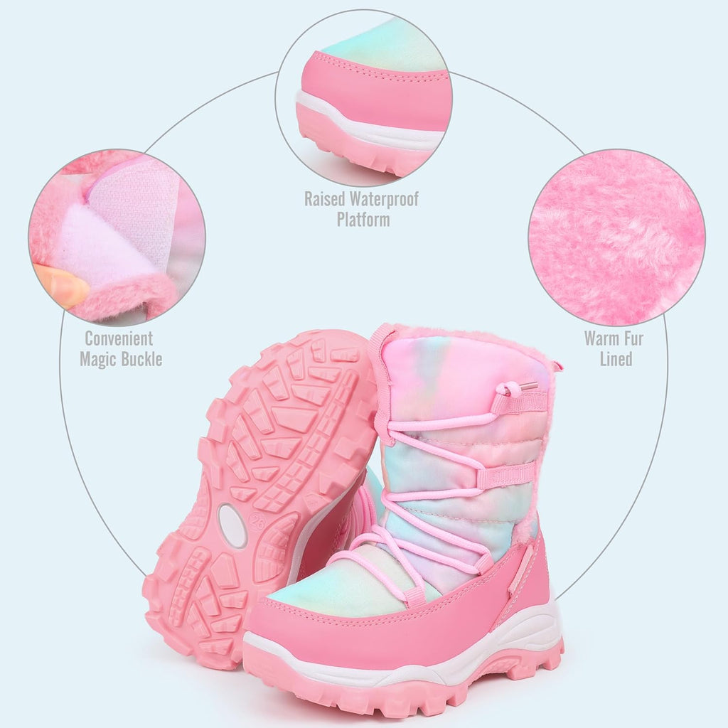 Kids Outdoor Winter Snow Boots, Warm Fur Lined
