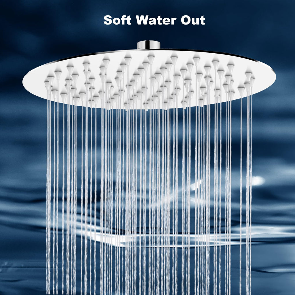 Round Rain Shower Head, High Pressure, Polish Chrome 10 Inch