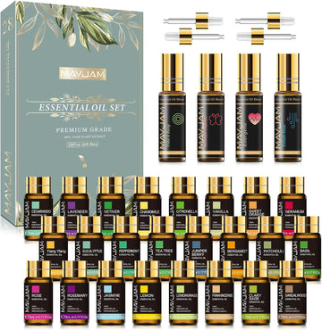 Top 28 Essential Oil Gift Set for Diffuser Massage Skin Hair Care - Set of 54