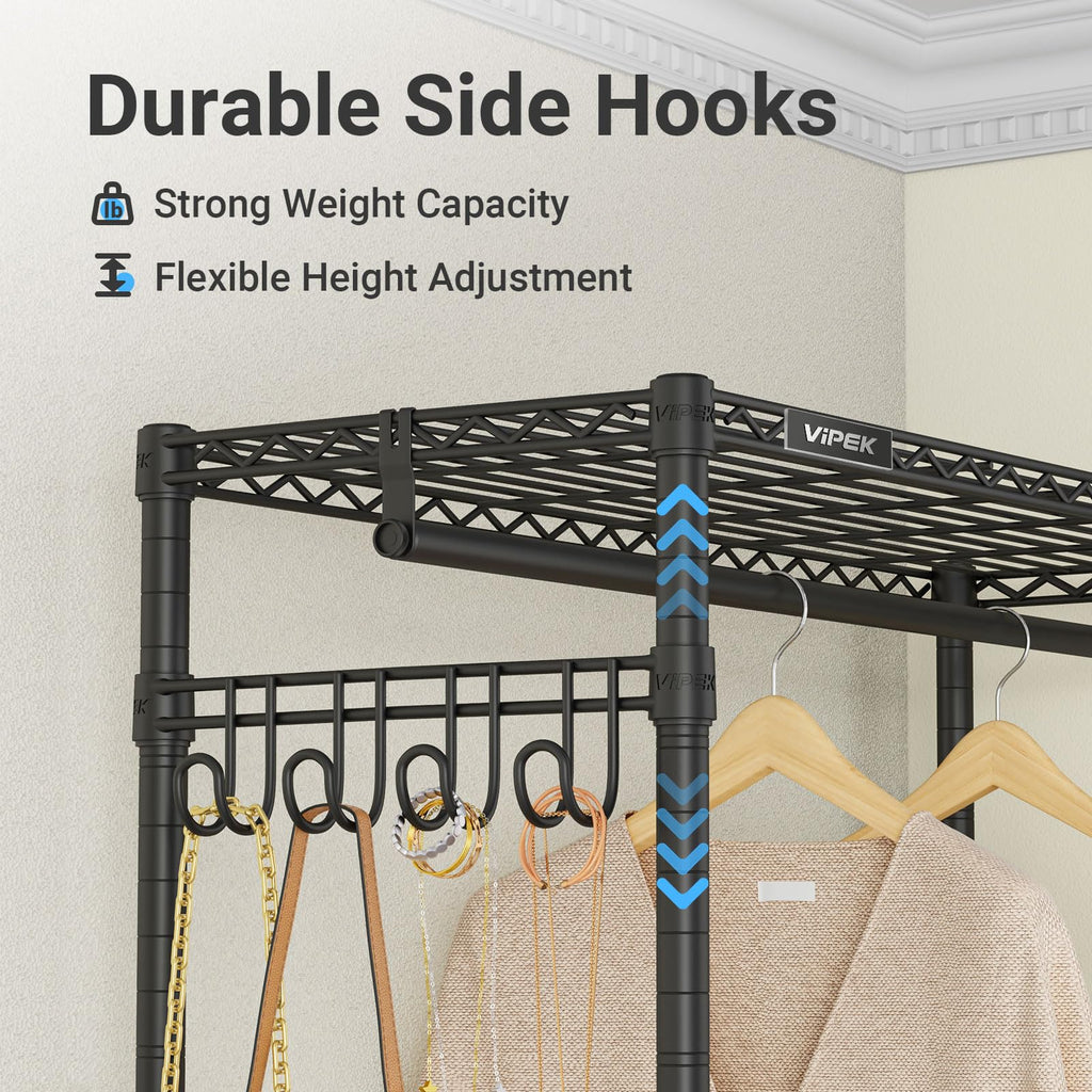 R2 Plus Clothes Rack Heavy Duty Rolling Closet for Hanging Clothes