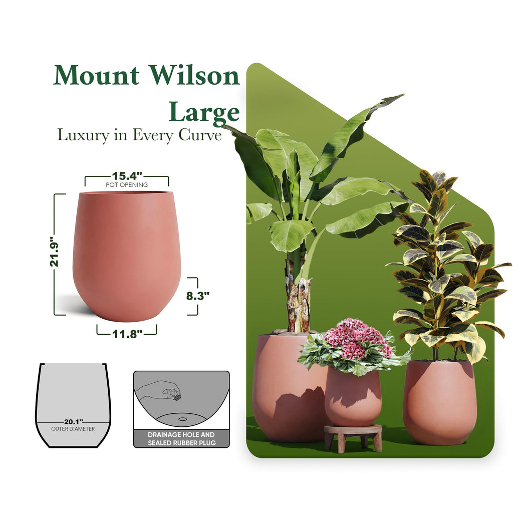 Mt Sherman Planter, Terracotta, Large 21.1" D x 16.7" H