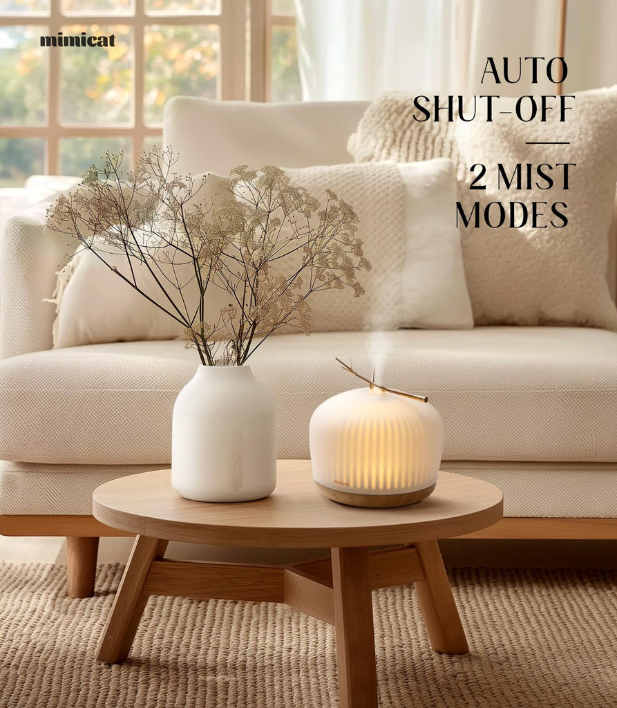 Whisper-Quiet Glass Essential Oil Diffuser - Aromatherapy for Restful Sleep, Auto Shut-Off, 8H/18H Runtime