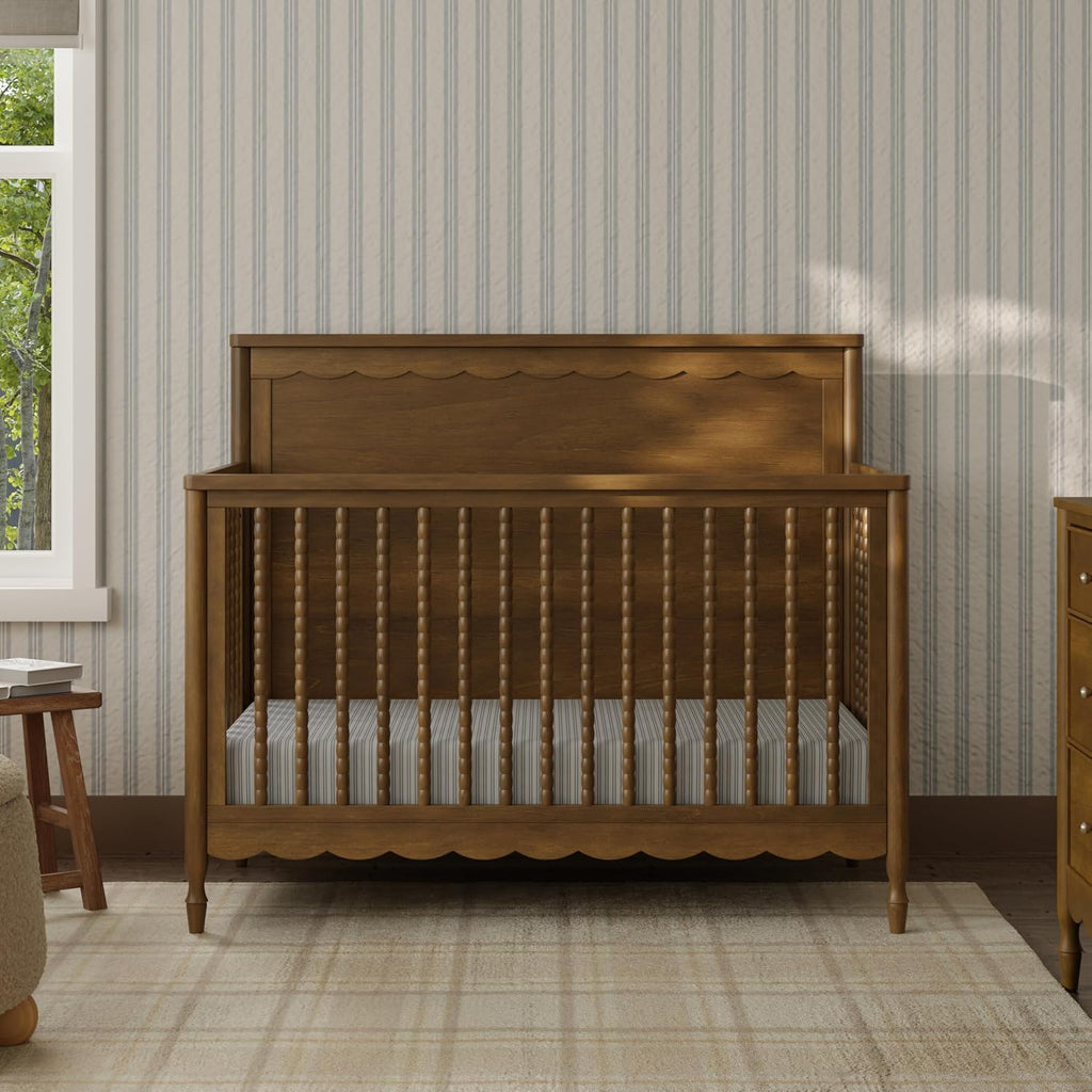 Ambrosia 4-in-1 Baby Convertible Crib, Natural Walnut | GREENGUARD Certified, Converts to Toddler Bed, Daybed &