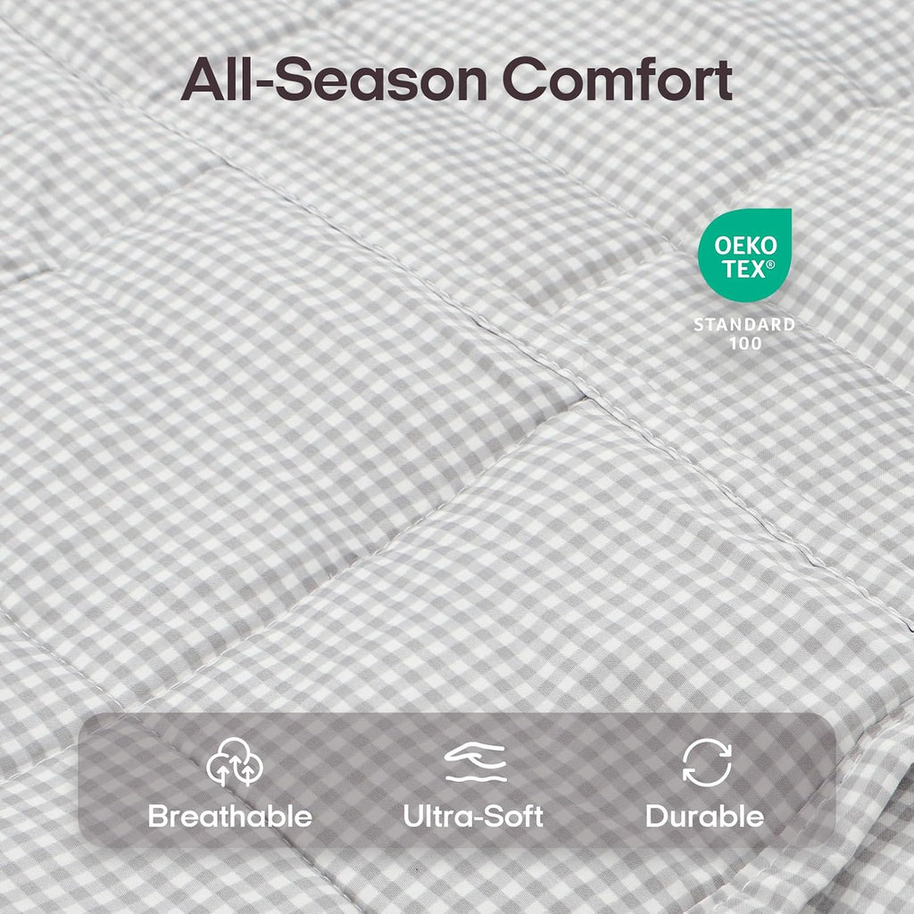 Weighted Blanket (48"x72", 12lbs, Grey and White Checkered) | Twin Size High Breathability Cooling Heavy Blanket