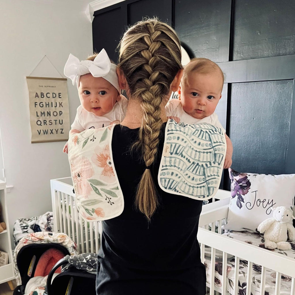 Muslin Baby Burp Cloths, Lightweight Absorbent Burp Cloth, Ocean Theme, Set of 3, 7" x 20", Newborn Baby Essentials