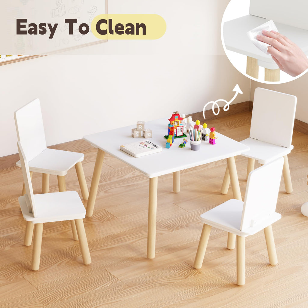 Kids Table and Chairs Set, 5 Pieces Toddler Table and Chair Set, Kids' Table & 4 Chair Sets, Kid Play Table for