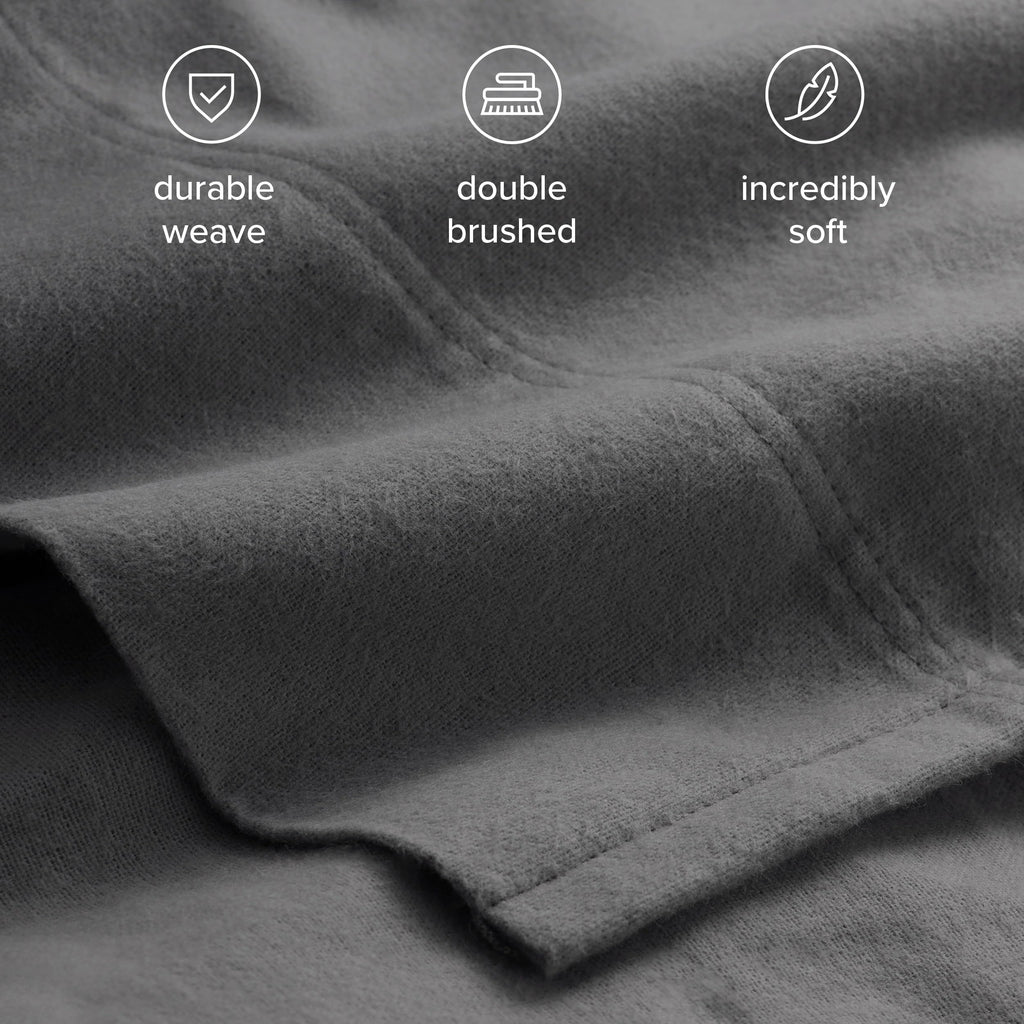 100% Organic Cotton Flannel Sheet Set (Queen, Grey)