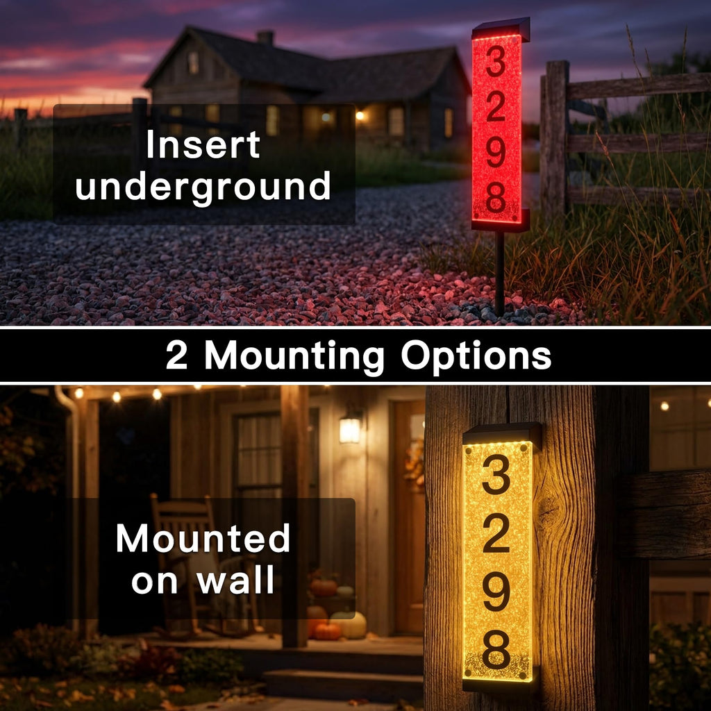 Solar Address Numbers, Address Signs for Yard with Stake