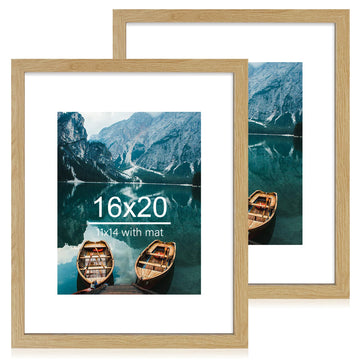 16x20 Frames Set of 2, Natural Oak Wood Style for 11x14 Mat