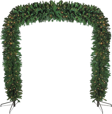 Pre-Lit Pine Artificial Christmas Archway Decoration - 9' x 8' - Clear Lights