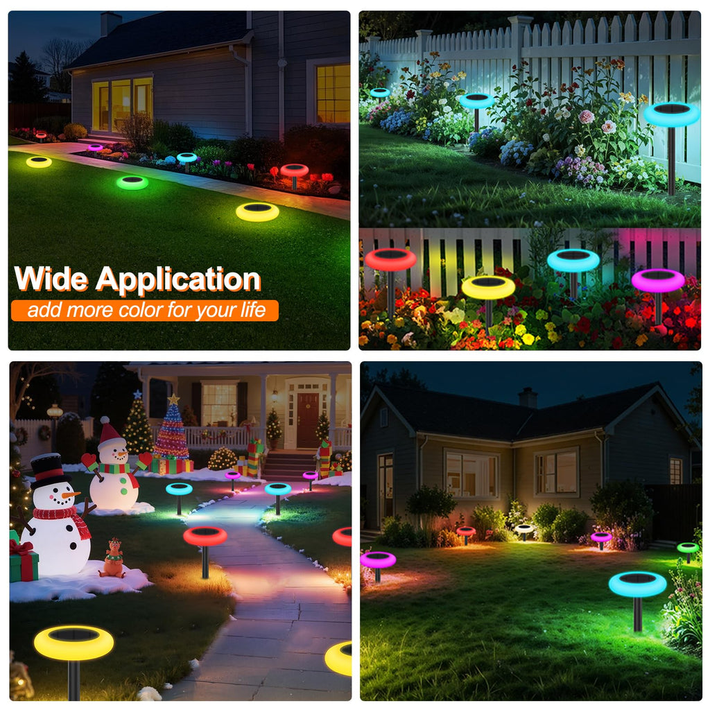 Solar Path Lights 6 Pack Waterproof, Color Changing