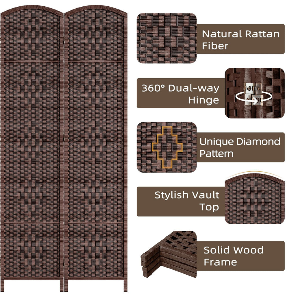 Room Divider Panel, 4 Panel Partition Room Dividers Screen, Brown