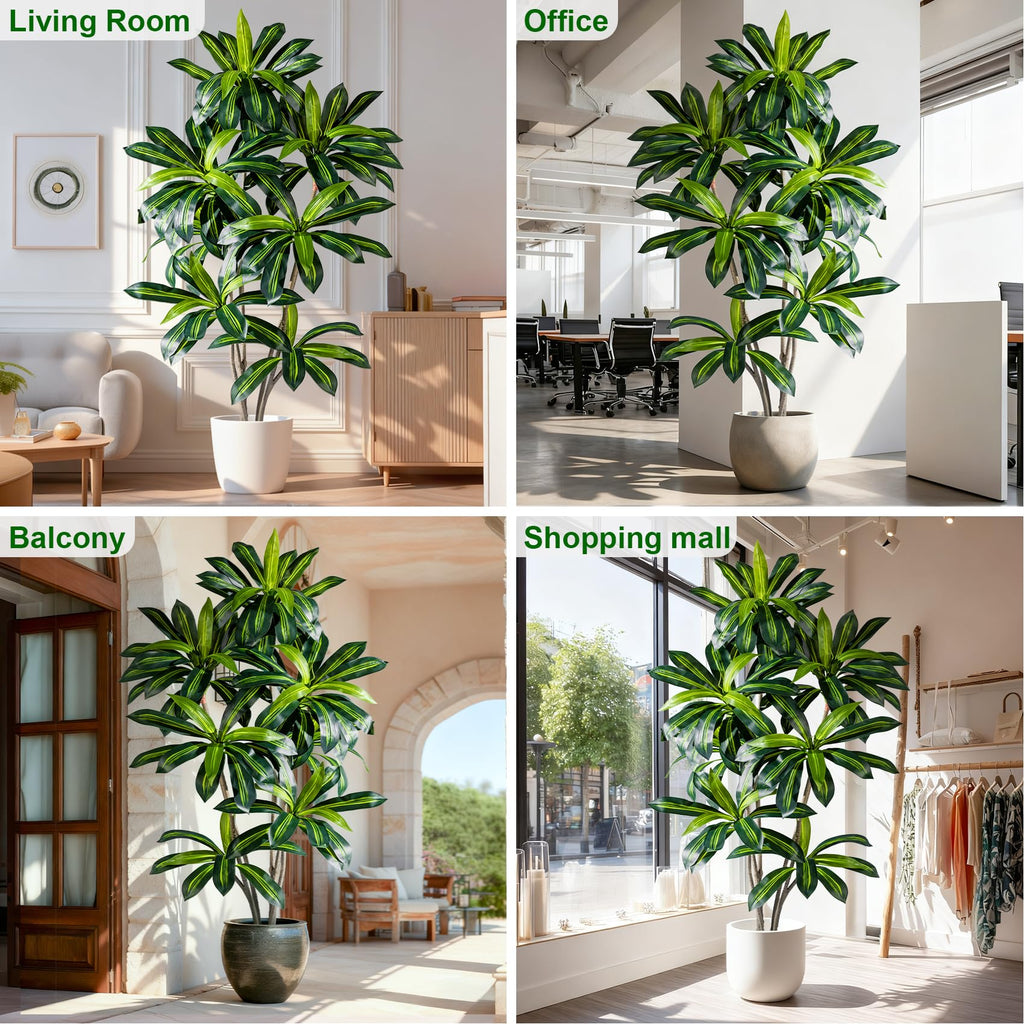 Tall Fake Tree Artificial Trees Plant with White Planter Pot Indoor Outdoor Potted Silk Plants Large Faux Trees loor