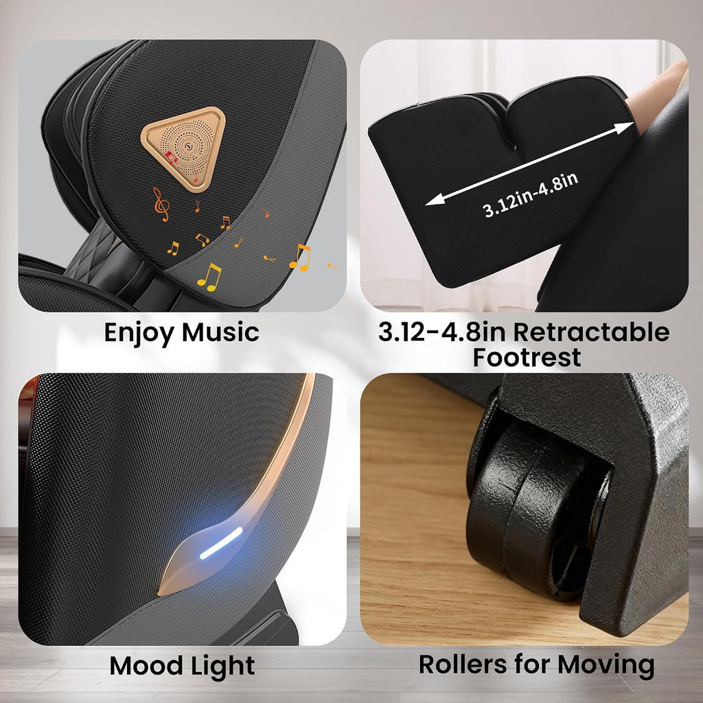2027 Zero Gravity Massage Chair Full Body and Recliner with Heat & 10 Fix Rollers, 5 Auto Modes & 3 Intensity Levels