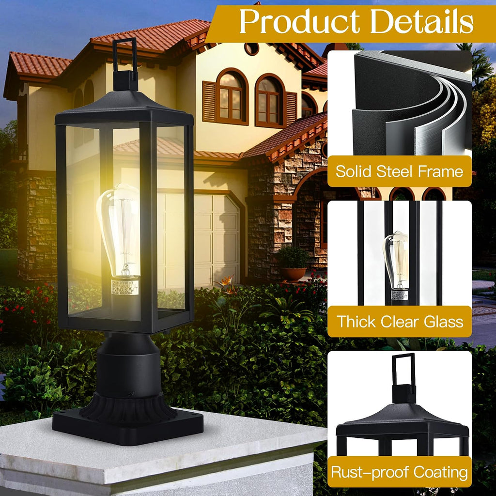 17 Inch Outdoor Lamp Post Light Fixture, Exterior Pillar Lights Post Sconce for Residential Sidewalk Pier Mount