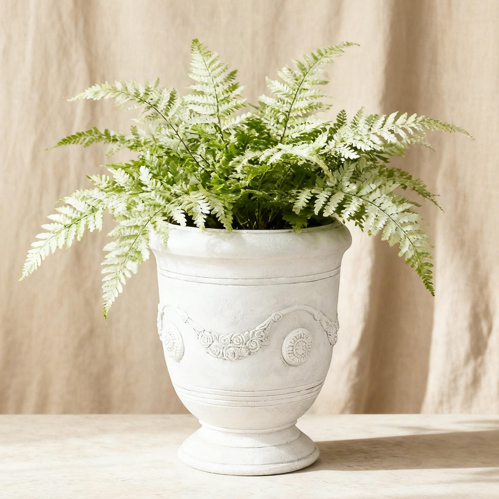 Urn Planter, 16.5 Inch Large White Garden Plant Pots