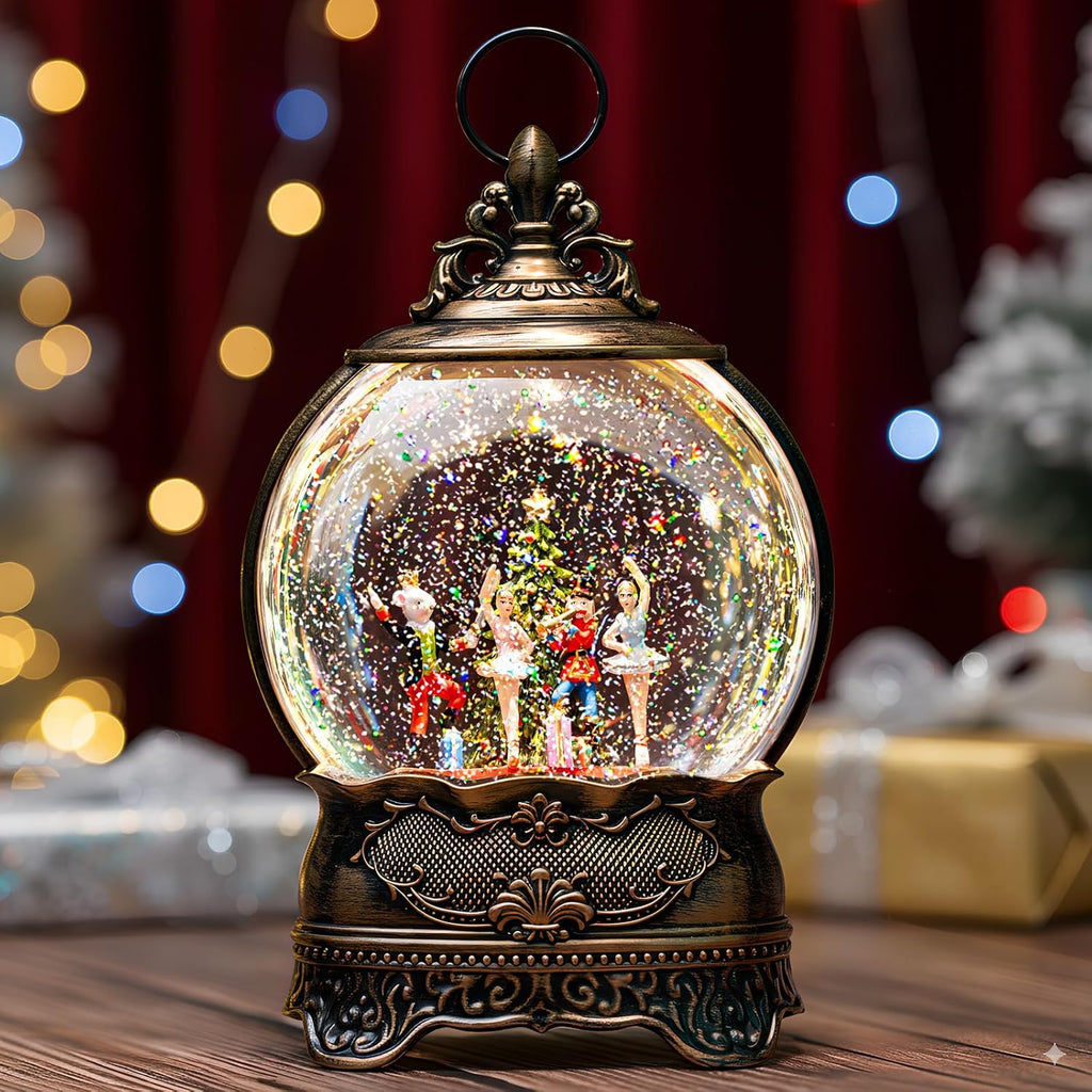 12.1" Christmas Snow Globe Lantern with Nutcracker Ballet Decor, Musical Snow Globe, Indoor Home Christmas Decor