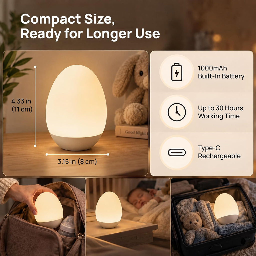 Baby Night Light, Egg Light, 7 Colors, Stepless Dimming