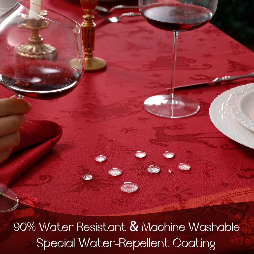 Christmas Jacquard Rectangle Tablecloth, 60 x 120 Inch, Red
