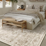 9x12 Neutral Area Rug Beige Vintage Living Room Bedroom Washable Carpet Non-Slip Soft Low Pile Farmh