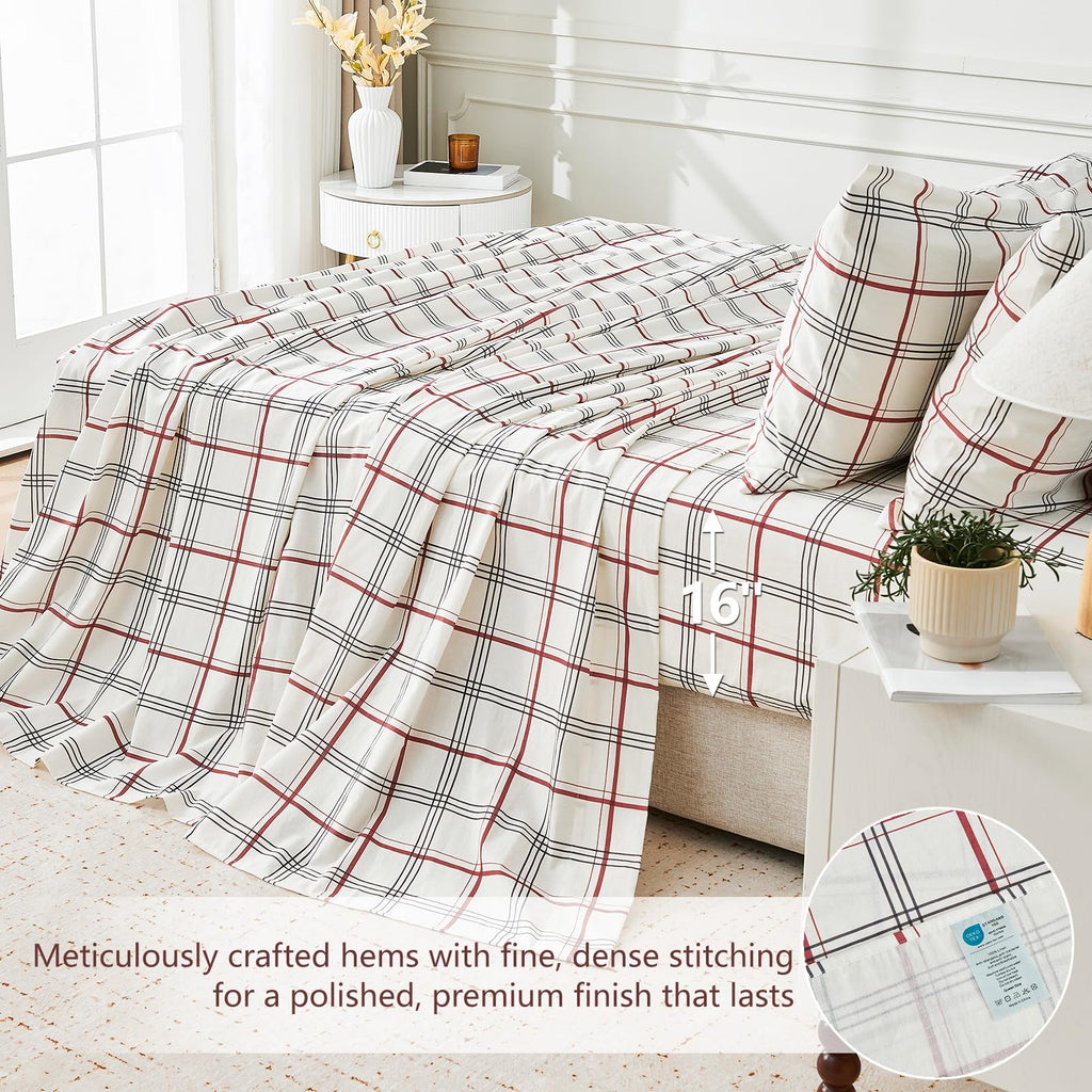 100% French Pure Linen Sheets - Bed Sheets 4 Piece Sets, Soft Durable Flax Linen, Anti-Tear Breathable
