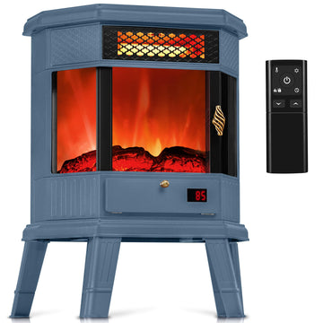 Electric Fireplace Heater 22 in Freestanding Fireplace Stove Infrared Fireplace with 3D Flame Effect Remoted Control