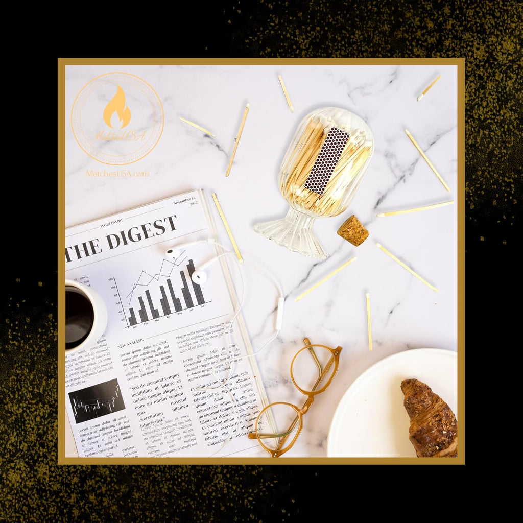 Includes Matches! | Helix Spiral Shaped Glass Matches Cloche | Spiral Decorative Match Holder Jar for Candles Set