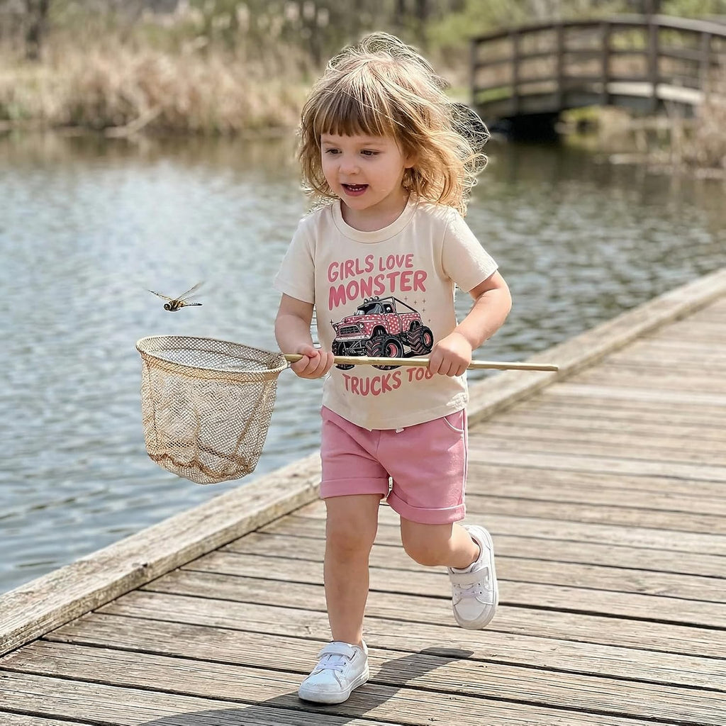 Baby Girl Summer Clothes 3 6 12 18 24 Months Toddler Outfit Letter Tractor Short Sleeve Shirt Tops Shorts Set
